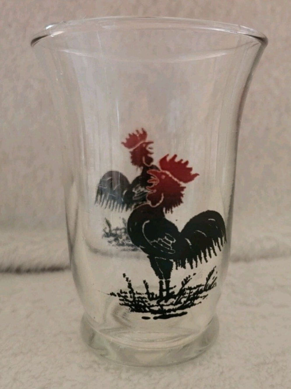 Black Rooster Double Shot Cordial Glass 2.5 oz MCM Vtg Retro Barware 3.5" Lot x6